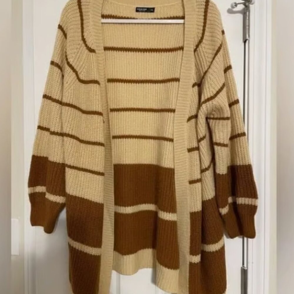 Shein Curve Oversized Striped Cardigan
